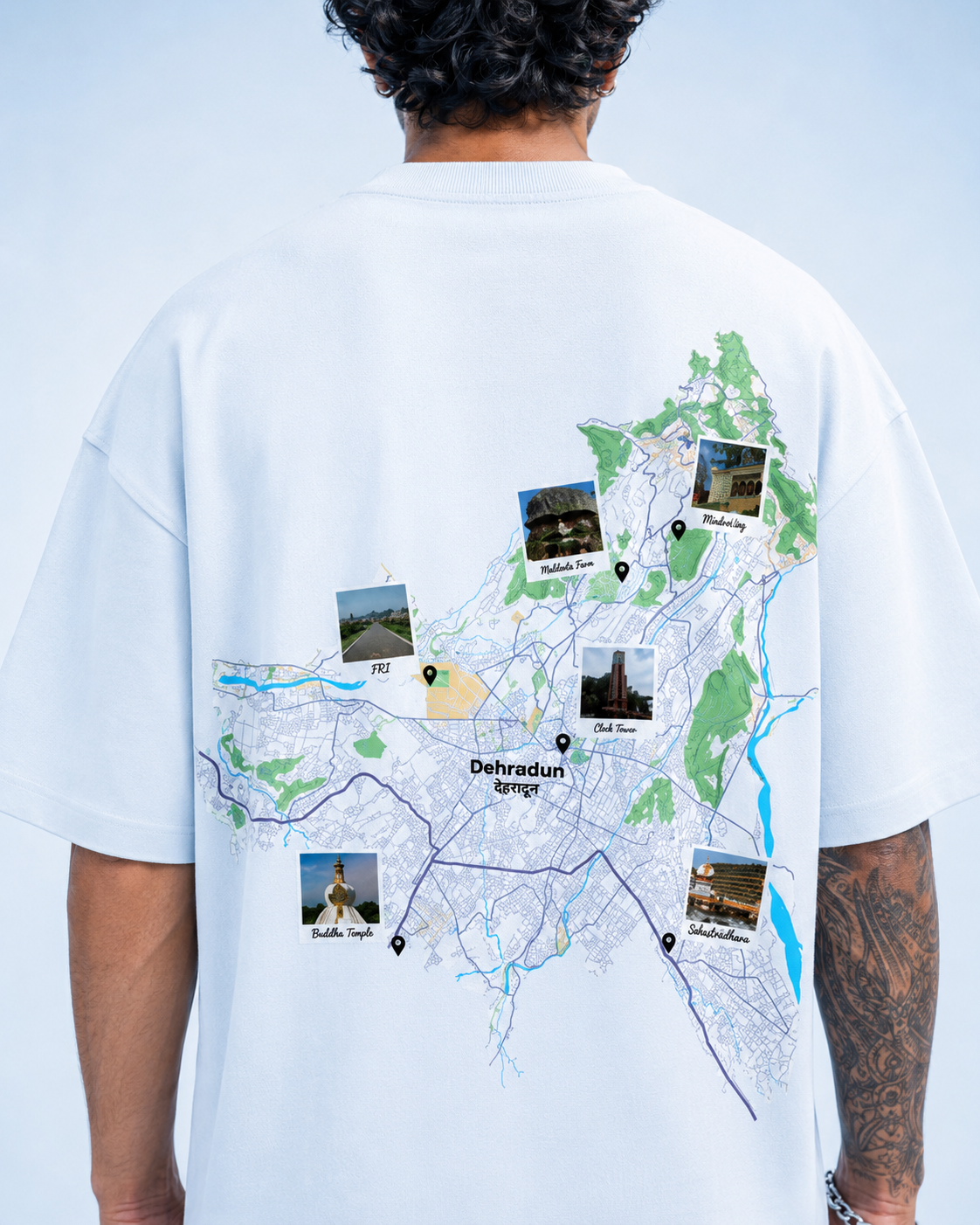 Dehradun City Map Oversized T-Shirt