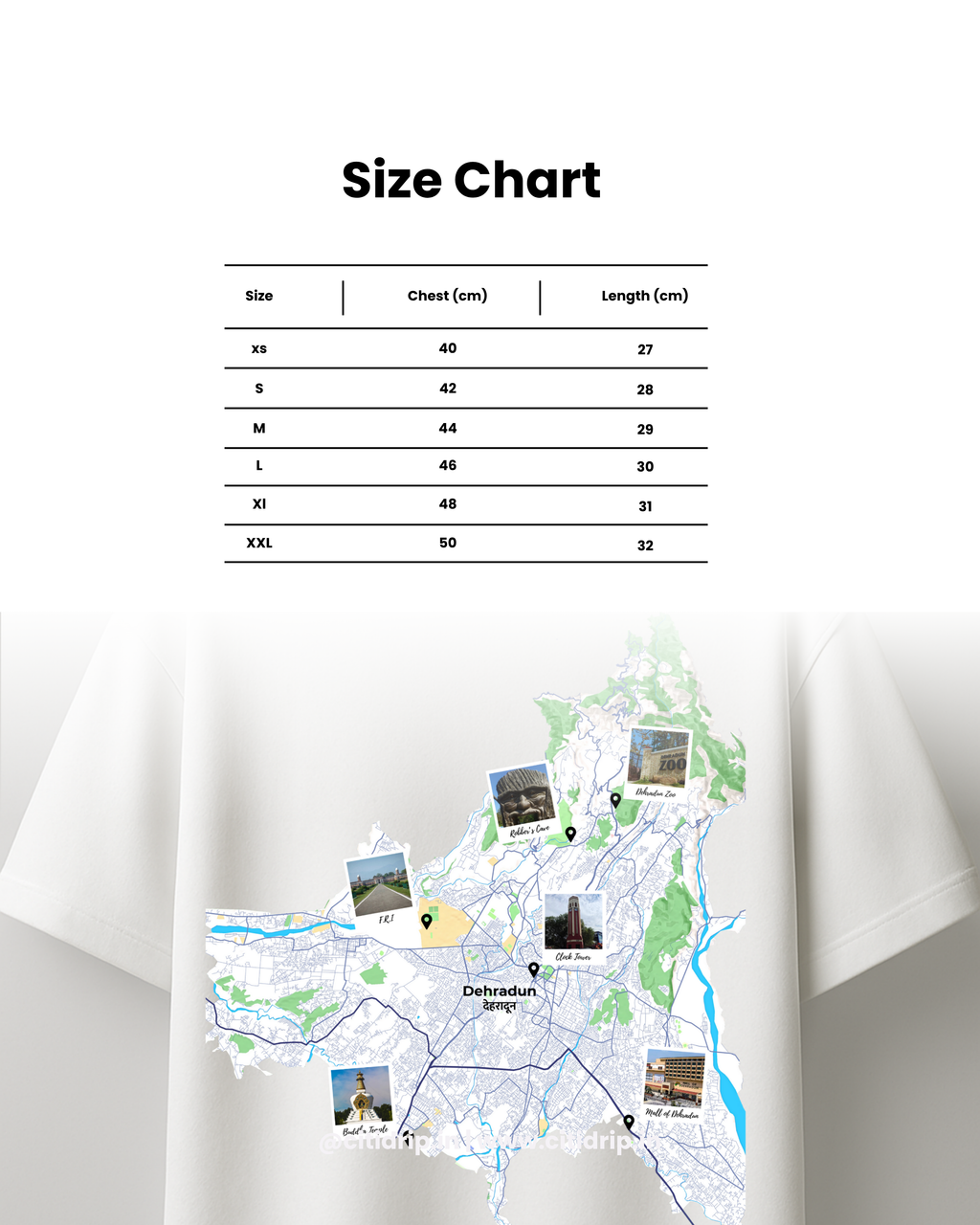 CITIDRIP Dehradun City Map Oversized Unisex Tee