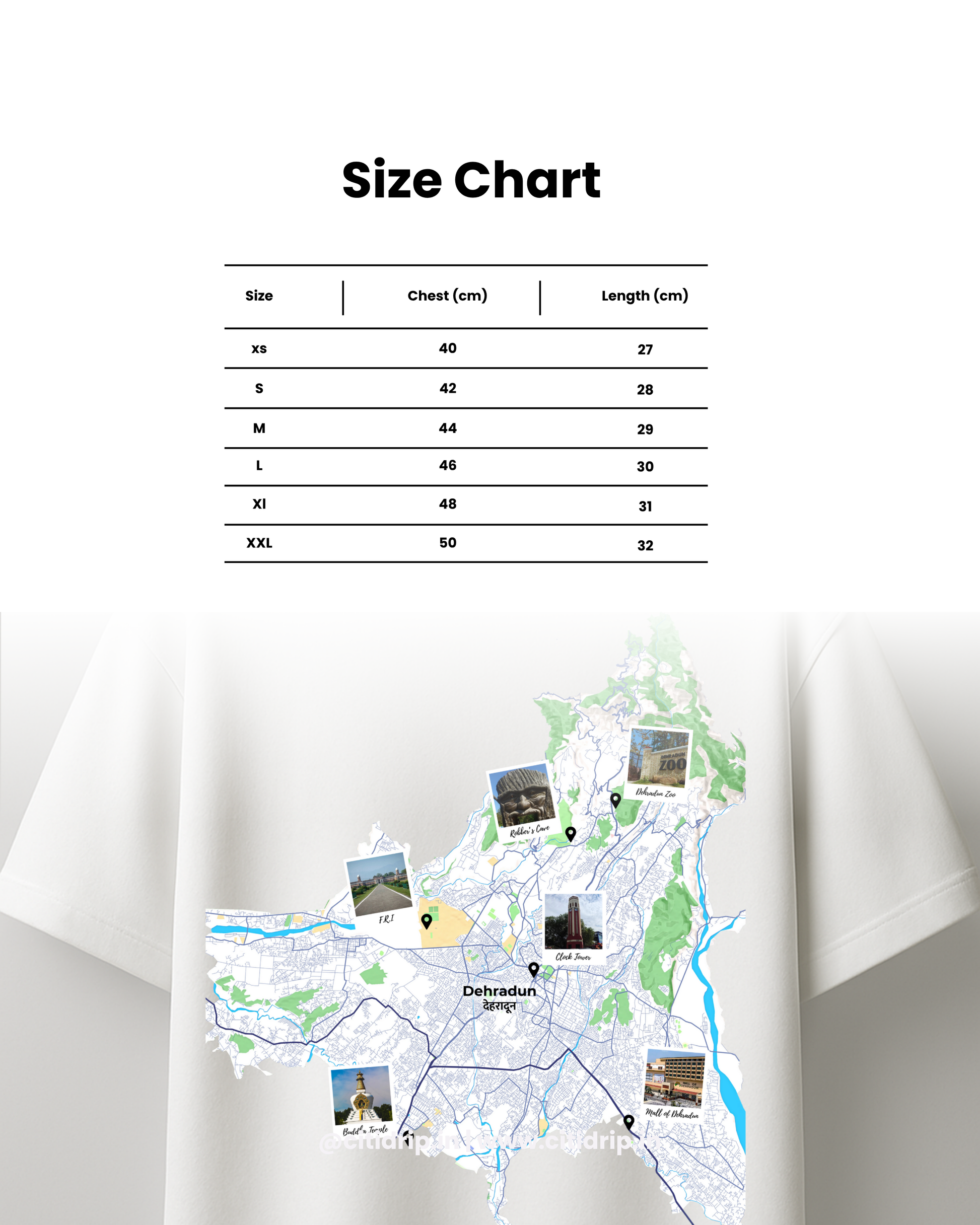 CITIDRIP Dehradun City Map Oversized Unisex Tee